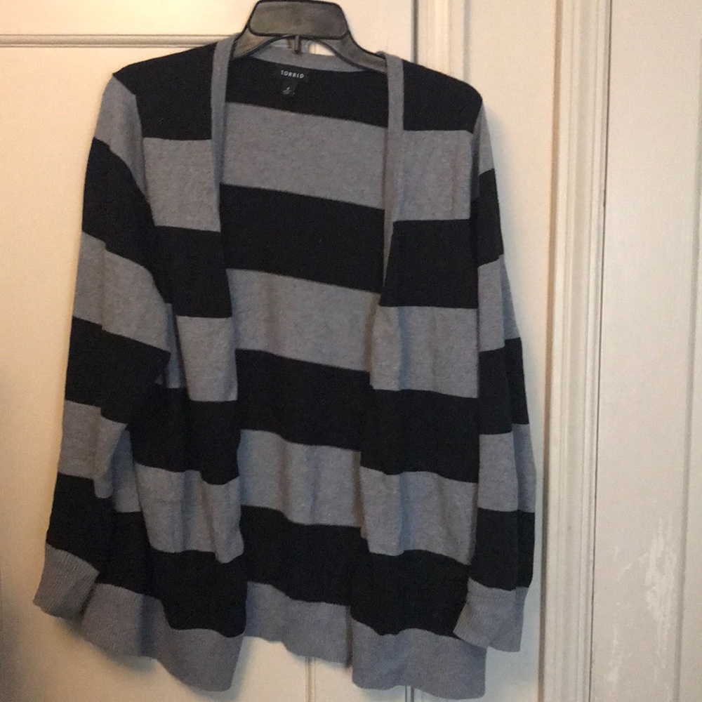 Black and grey striped cardigan
